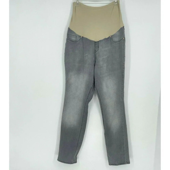Old Navy Denim - Old Navy Maternity Pants Womens 14 Gray Denim Skinny Full Panel Pull on Stretch